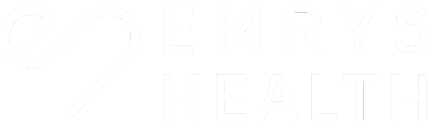 Emrys Health log white transparent background